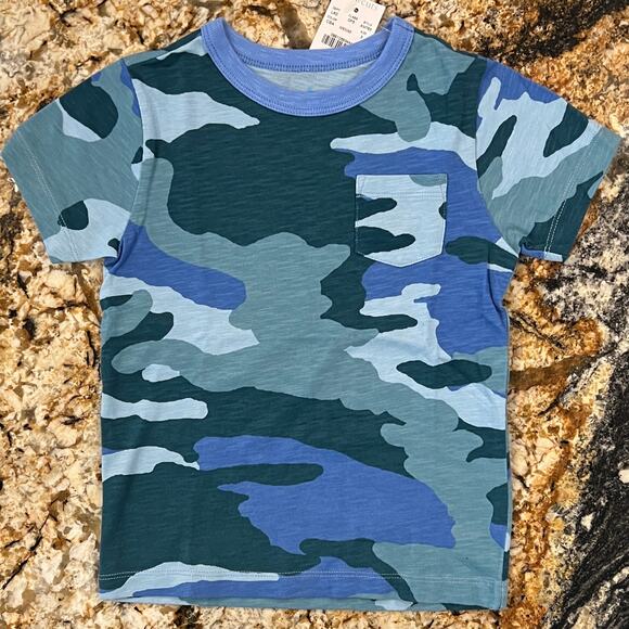 NWT J. Crew Boys' Blue Camo Pocket Crewneck T-Shirt - Picture 2 of 6